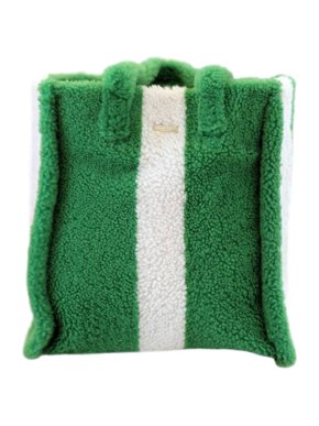 Anne Vest Green & White Shearling Tote