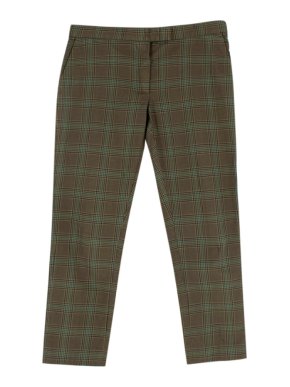 Joseph Dark Green Check Cotton Tailored Trousers