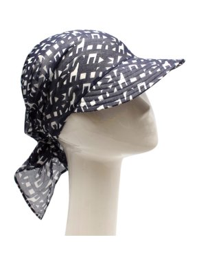 Hermes Navy Logo Print Pointu Solaire Scarf Visor