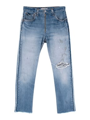 Re/Done x Levi's Light Denim High Rise Cropped Distressed Jeans