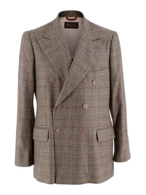 Loro Piana Cashmere Prince of Wales Check Double Breasted Blazer