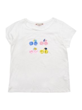 Bonpoint White Cotton Sequin Embellished Cherry T-Shirt