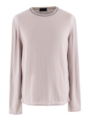 Lanvin Greige Cotton Woven Long Sleeve Top