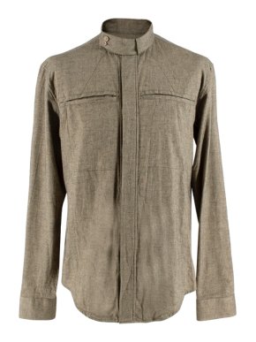 Yves Saint Laurent Olive Green Speckled Cotton Shirt