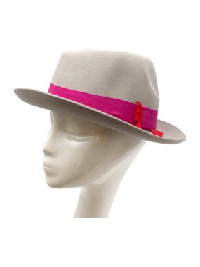 Christys' London Grey Fringed Grosgrain Trim Felt Hat