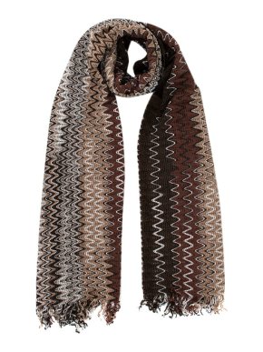 Missoni Brown Zig-Zag Crochet Knit Scarf