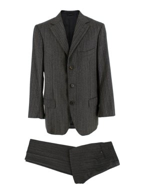 Ermenegildo Zegna Wool Grey Striped Single Breasted Suit