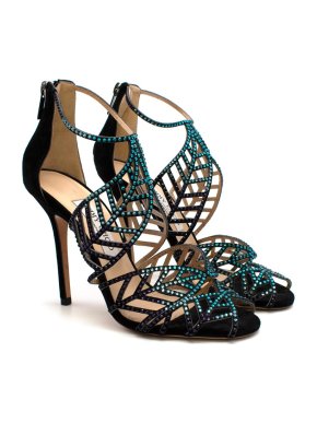 Jimmy Choo Crystal Embellished Black Suede Cut-out Pumps