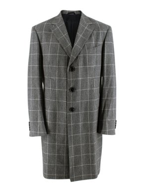 Hilditch & Key Grey Checkered Wool Coat