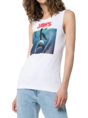 Calvin Klein 205W39NYC Jaws-print Ribbed Stretch-cotton Tank Top 1