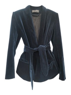 Balmain Blue Velvet Shawl Lapel Jacket