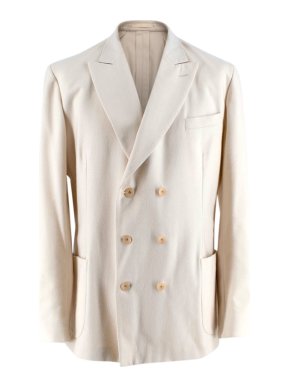 New & Lingwood Ivory Wool Double Breasted Blazer