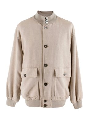 Cesare Gatti Beige Cashmere Bomber Jacket