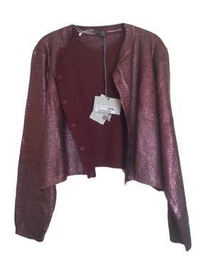 Marina Rinaldi Burgundy Metallic Detail Cardigan
