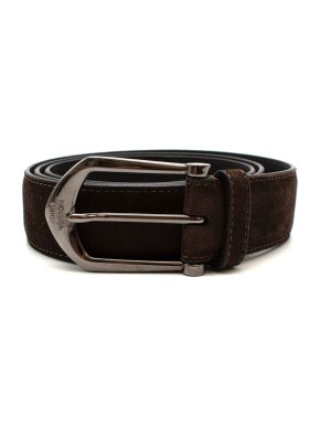 Louis Vuitton Brown Suede Belt with Graphite Buckle