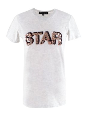 Markus Lupfer Grey Cotton 'Star' Sequin T-Shirt