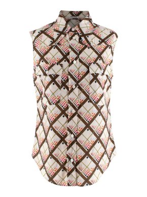 MMiu Miu Cream Geometric Print Sleeveless Shirt
