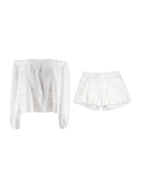 Vita Kin White Embroidered Bardot Top and Short Set