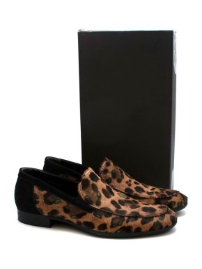 Roberto Botticelli Leopard Print Ponyhair Loafers