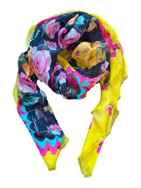 Dolce & Gabbana Multicolored Cashmere Blend Floral Print Wrap Shawl