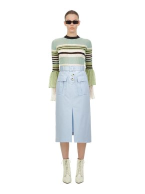 Self Portrait Mint Multi Stripe Fine Knit Top