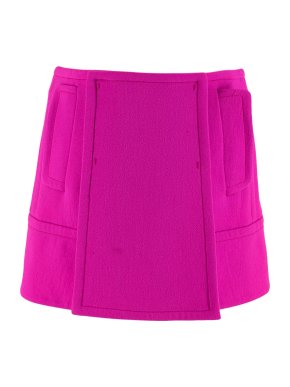 Prada Hot Pink Tailored Wool Wrap Front Mini Skirt