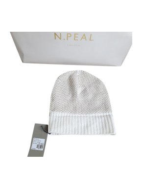 N Peal Ivory Lurex Cashmere Knit Hat