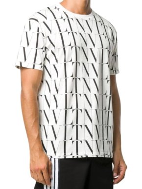 Valentino VLT All over logo Black & White Cotton T-shirt