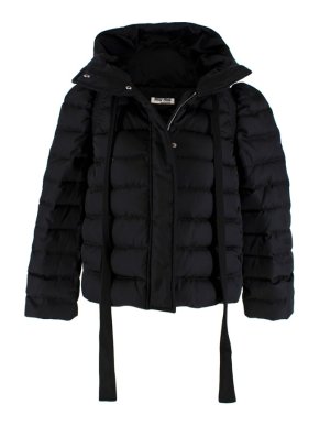 Miu Miu Black Nylon Quilted Hooded Puffer Jacket
