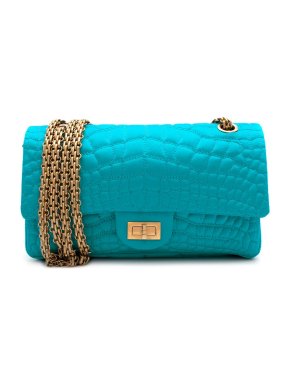 Chanel Turquoise Crocodile Embroidered Satin 2.55 Reissue 225 Flap