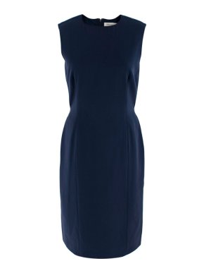 Yves Saint Laurent Navy Wool Sleeveless Shift Dress