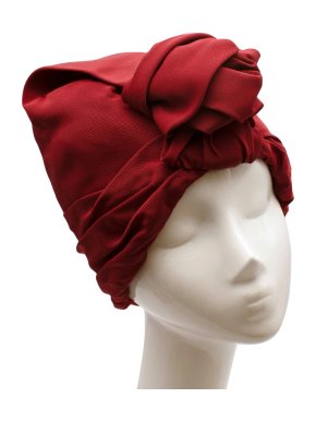 Super Duper Red Draped Turban with Knot Detail