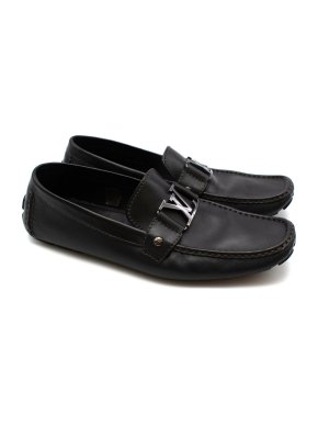 Louis Vuitton Black Leather Logo Loafers