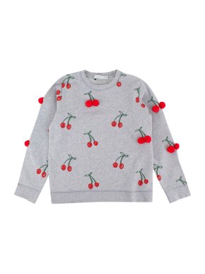 Stella McCartney Grey Cherry Print & Applique Cotton Sweatshirt