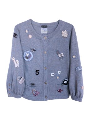 Chanel Grey Cashmere Lucky Charms Cardigan