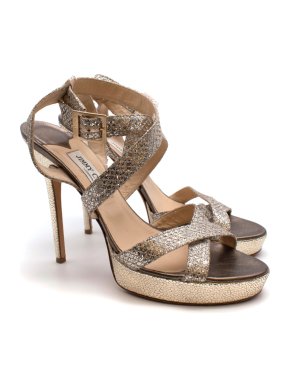 Jimmy Choo Metallic Vamp Strappy Sandals