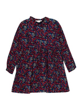 Bonpoint Red & Blue Floral Print Long Sleeve Dress
