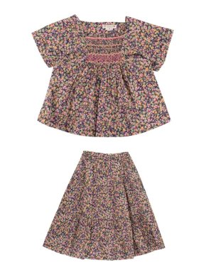 Bonpoint Green/Pink Floral Blouse & Skirt