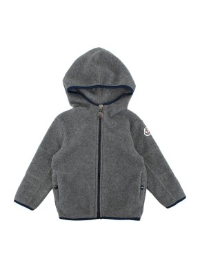 Moncler Grey Polar Jacket with Logo Patch