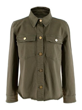 Frame Khaki Denim Gold Buttoned Western Style Overshirt