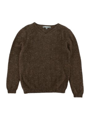 Bonpoint Brown V-Neck Cashmere Knit Jumper
