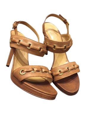 Valentino Garavani Tan Leather Lace Detail Sandals
