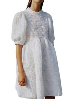 Cecilie Bahnsen White Smock Cotton Dress
