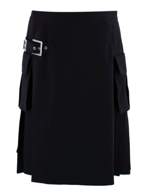 Versus Versace Wool Pleated Buckle Detail Kilt