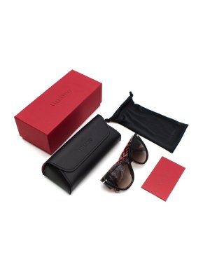 Valentino Red/Tortoiseshell Logo Rockstud Sunglasses