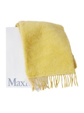 Max Mara Lemon Yellow Camel Teddy Shawl