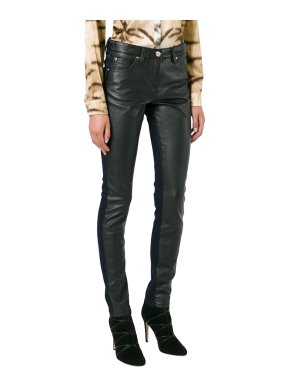 Roberto Cavalli Black Leather Look Jeans