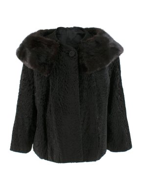 Bespoke Astrakhan and Mink Black Cape Coat - Belonged to Lauren Bacall