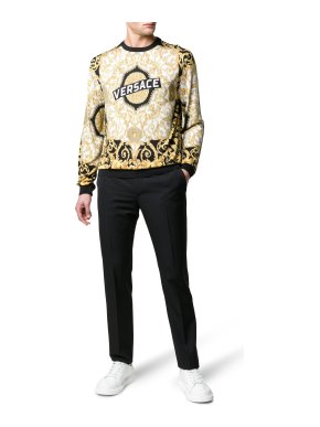Versace Baroque hibiscus Print Silk Sweater