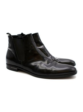 Prada Black Patent Leather Chelsea Boots